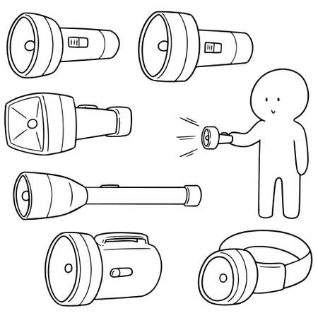 Vector set of torch on white background illustration.のイラスト素材