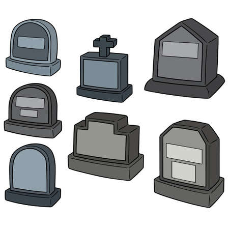 Vector set of tombstone on white background illustration.のイラスト素材