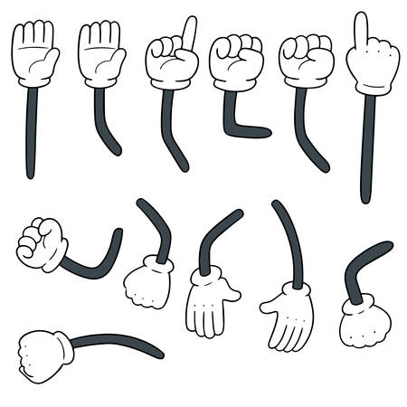 Vector set of cartoon arm on white background illustration.のイラスト素材
