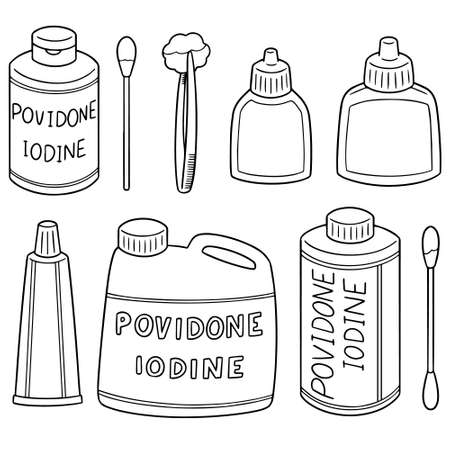 Vector set of wound dressing set on white background illustration.のイラスト素材