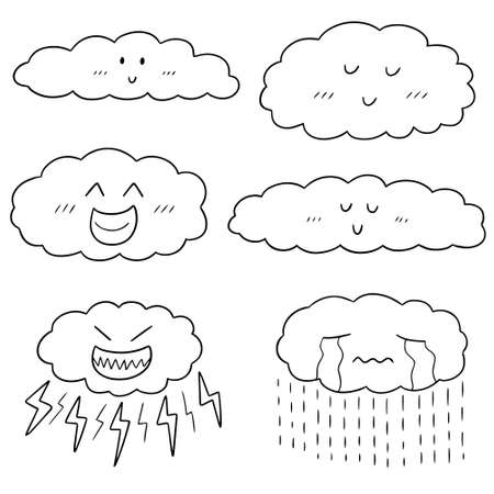 vector set of cloud cartoonのイラスト素材