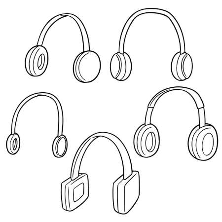 vector set of headphoneのイラスト素材