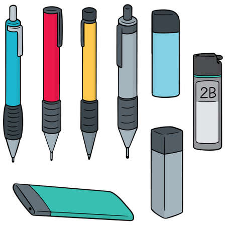 vector set of mechanical pencilのイラスト素材