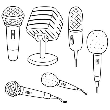 vector set of microphoneのイラスト素材