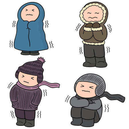 vector set of people in winter clothesのイラスト素材
