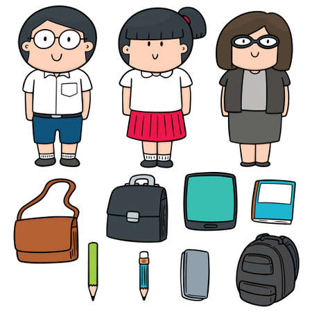 vector set of teacher and studentのイラスト素材