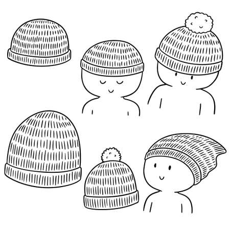 vector set of wool hatのイラスト素材