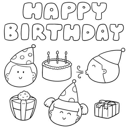 Vector set of happy birthdayのイラスト素材