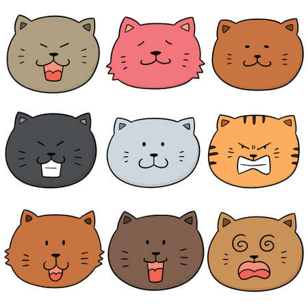 Vector set of cat face illustration.のイラスト素材