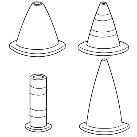 vector set of traffic coneのイラスト素材