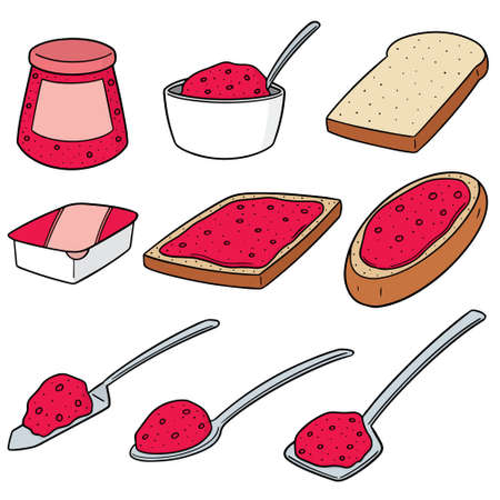 vector set of jam and breadのイラスト素材