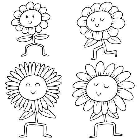 vector set of flowersのイラスト素材