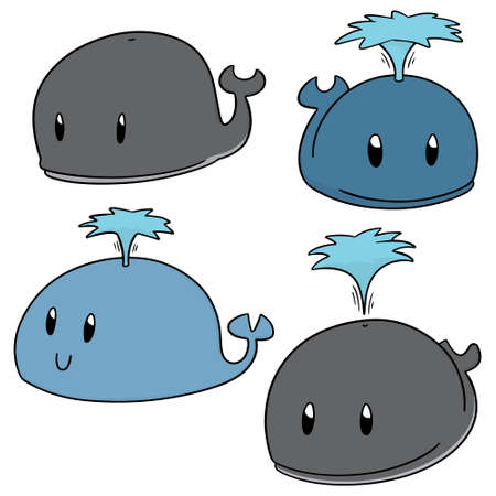 vector set of whaleのイラスト素材