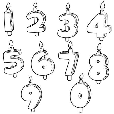 vector set of candle numberのイラスト素材