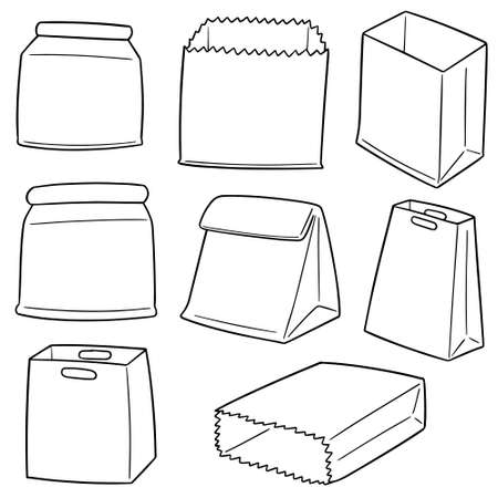 vector set of paper bagsのイラスト素材