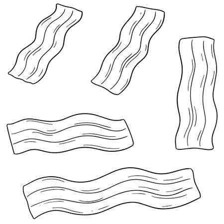 Vector set of bacon icon illustration on white background.のイラスト素材