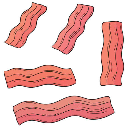 Vector set of bacon icon illustration on white background.のイラスト素材
