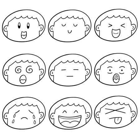 Vector set of boyâs faceのイラスト素材