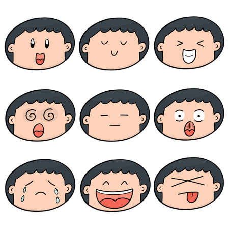 vector set of boy faceのイラスト素材