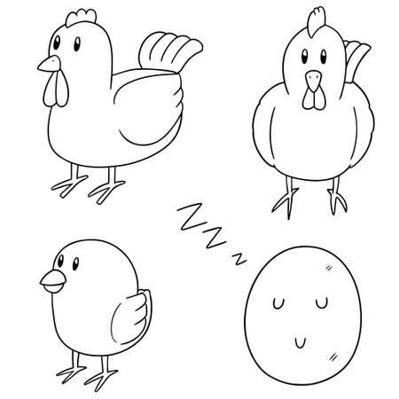 Vector set of chicken and eggのイラスト素材