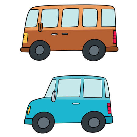 vector illustration set of cars on white background.のイラスト素材