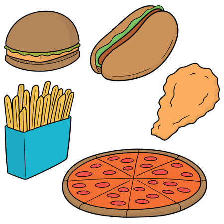 Vector set of fast foodのイラスト素材