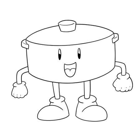 Vector of pot cartoon in whiteのイラスト素材
