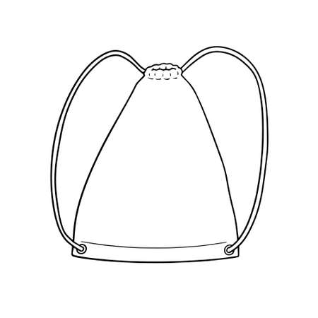 Linear illustration of Adjustable drawstring-style shoulder straps backpack, isolated on white.のイラスト素材