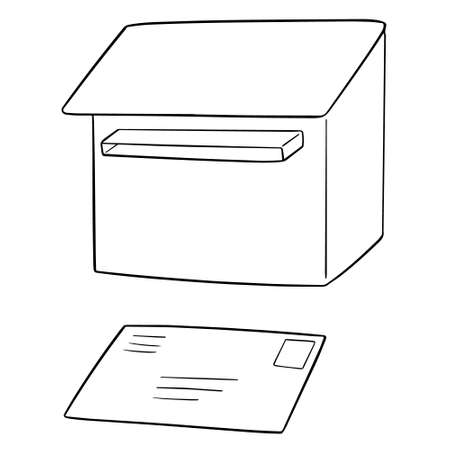 vector set of postbox and envelopeのイラスト素材