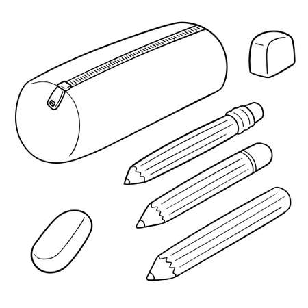 vector set of pencil caseのイラスト素材