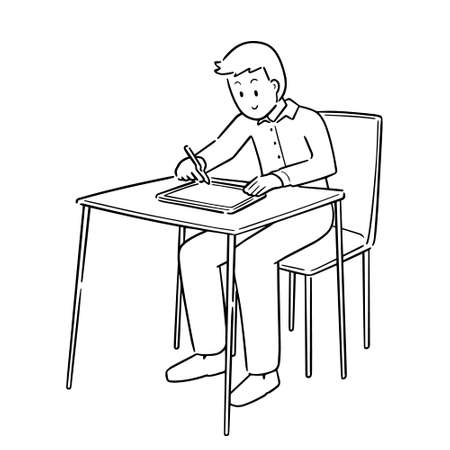 vector of people drawing on tabletのイラスト素材