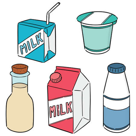 vector set of milk productのイラスト素材