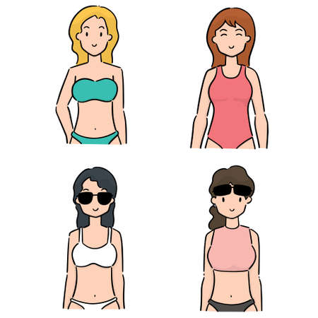 vector set of swimmerのイラスト素材
