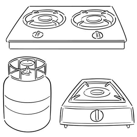 set of gas stoveのイラスト素材
