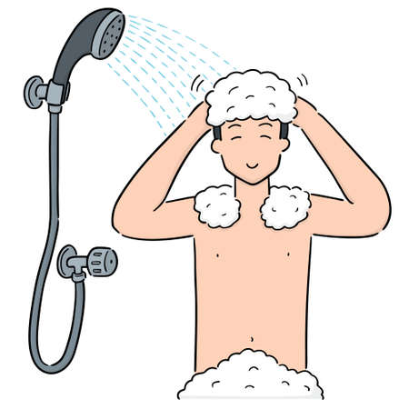 man showeringのイラスト素材