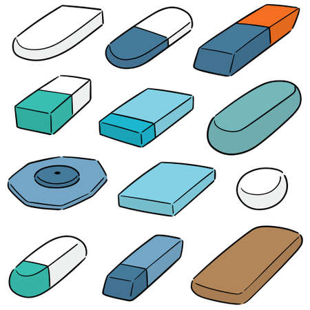 vector set of eraserのイラスト素材