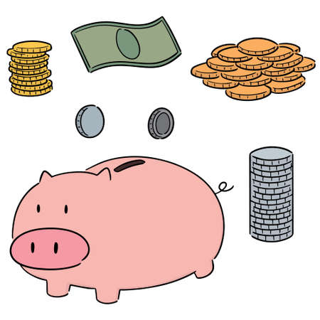 vector set of money cartoonのイラスト素材