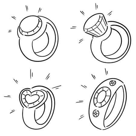 vector set of wedding ringのイラスト素材