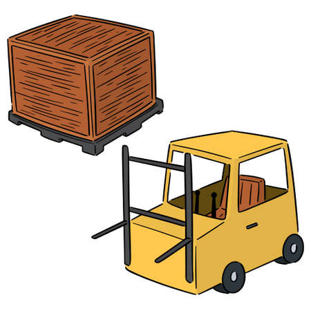 vector set of forklift truckのイラスト素材