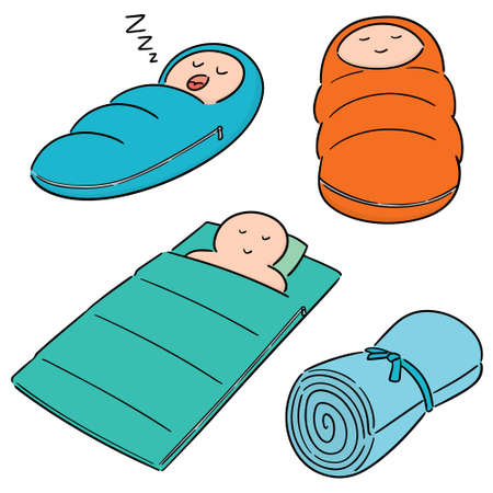 vector set of sleeping bagのイラスト素材