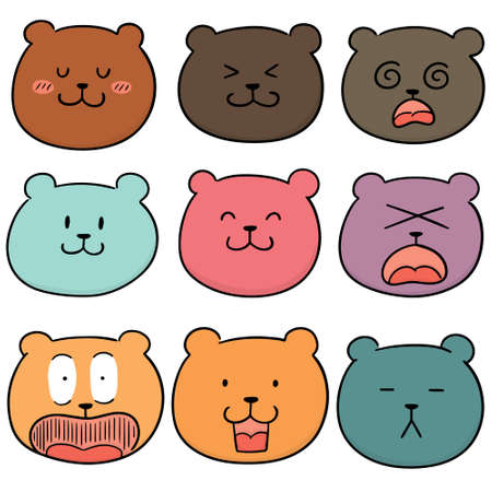 vector set of bear faceのイラスト素材