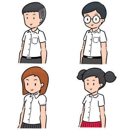 vector set of studentのイラスト素材