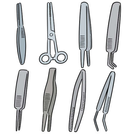 vector set of forcepsのイラスト素材
