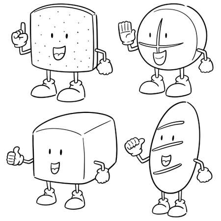 vector set of bread cartoonのイラスト素材