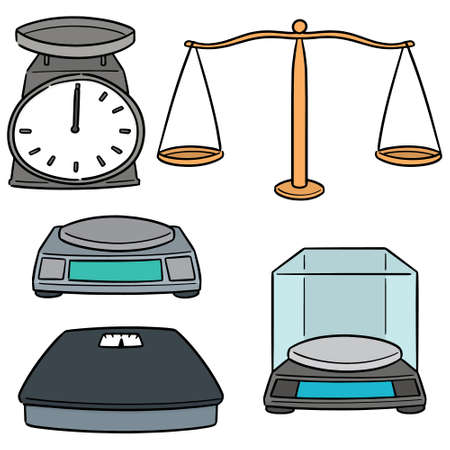 vector set of weighing machineのイラスト素材