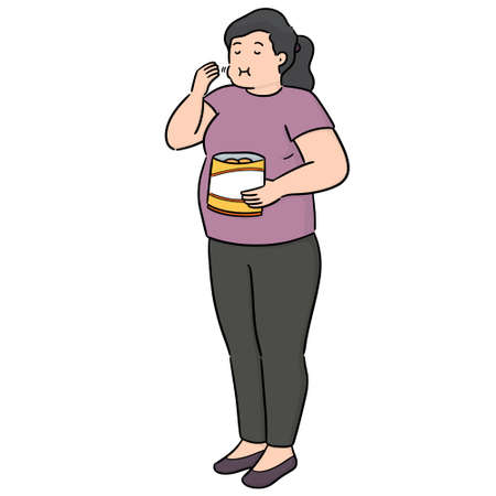 vector of woman eating snackのイラスト素材