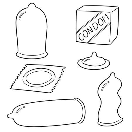 vector set of condomのイラスト素材