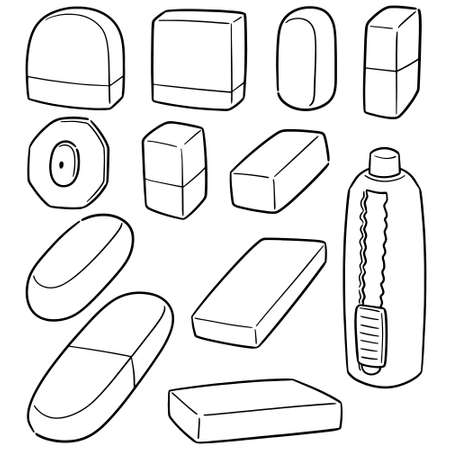 vector set of eraserのイラスト素材