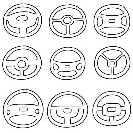 vector set of steering wheelsのイラスト素材