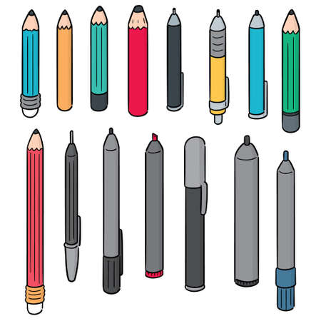 vector set of pen and pencilのイラスト素材